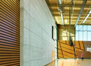 A building interior in a mix of concrete and wood - Aquicon construction management services.