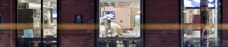 A glance through the windows of the George Brown Culinary School.