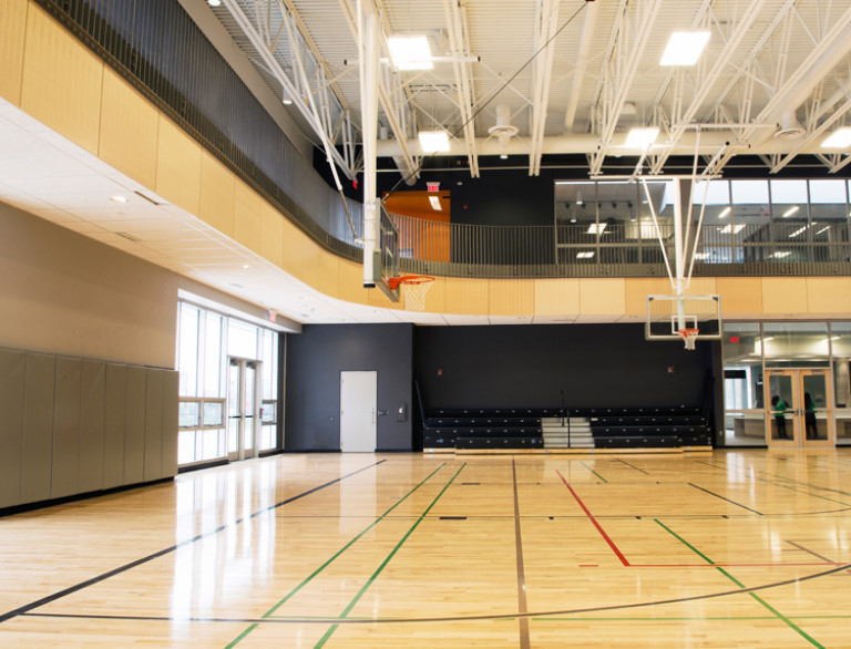 The basketball court of the Regent Park Community Centre.