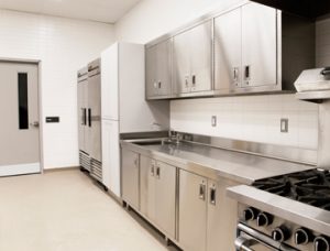 The stainless steel kitchen of the Regent Park Community Centre.