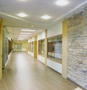 The hallway of the St. Thomas Aquinas Secondary School.