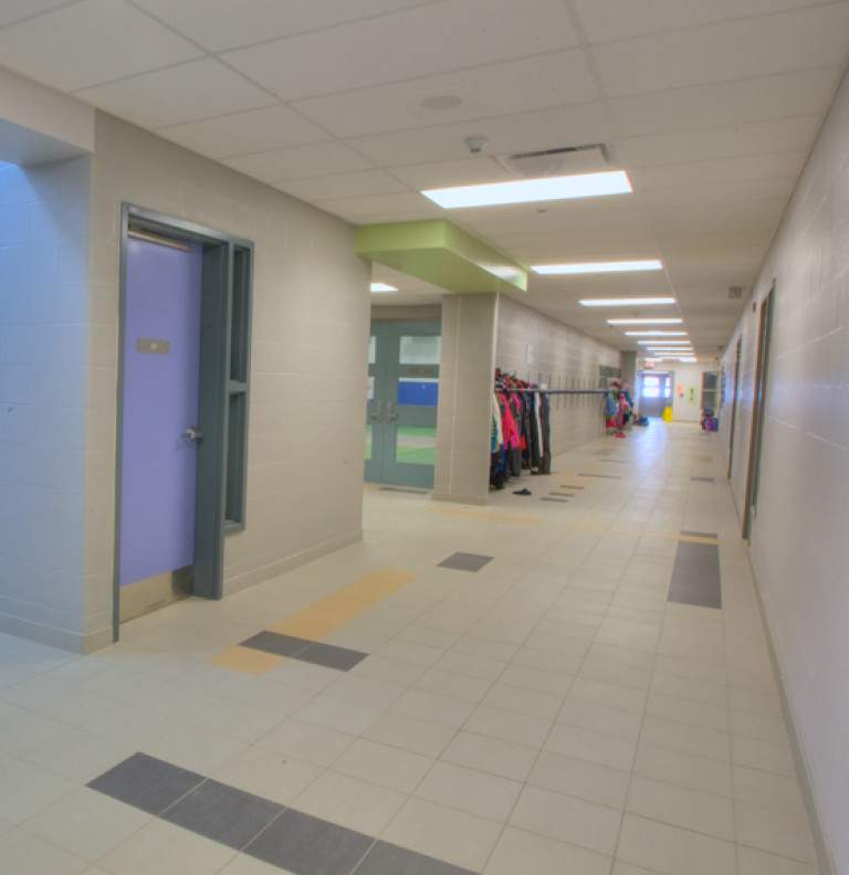 A corridor of the Ardagh Bluffs Public School.