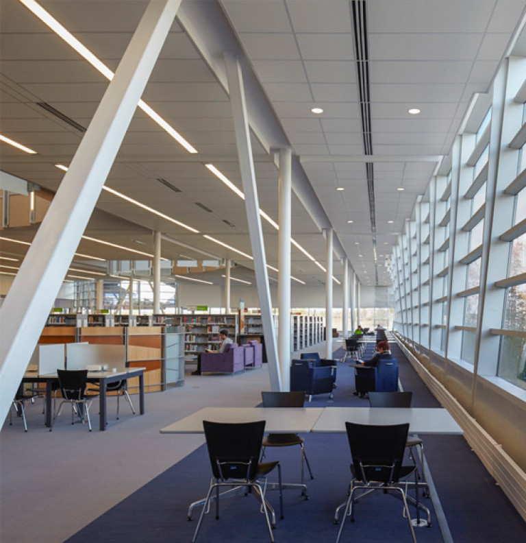 A shot of the interior of the Brampton East Library and Community Centre.