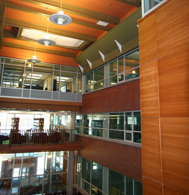 The atrium of Clarington Library.