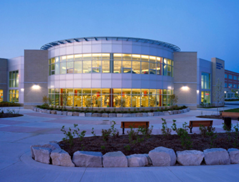 The design of the Erin Meadows Community Centre & Library is modern and inspiring.