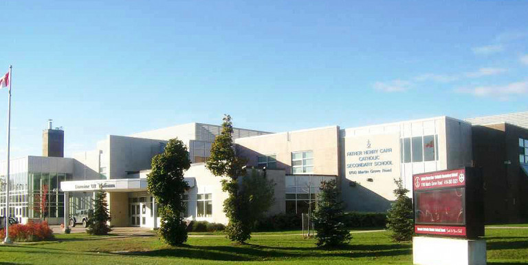 Exterior view of Father Henry Carr Catholic Secondary School.