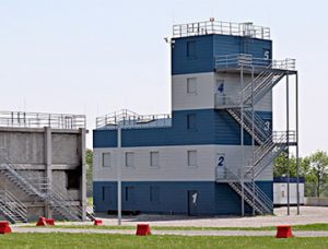 View of five-storey training facility at the GTAA Fire and Emergency Services Training Institute.