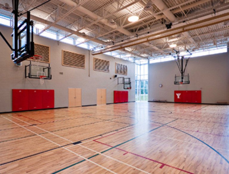 A beautiful, large court is offered for athletic space at the Hamilton South Mountain Complex.