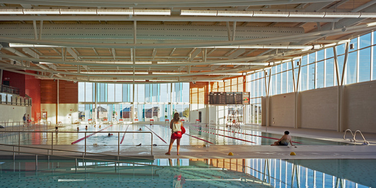 Interior view of the pool facilities at the Hamilton South Mountain Complex.