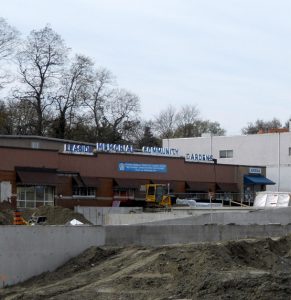 A view of the Leaside Memorial Gardens Arena when under construction by Aquicon Construction.