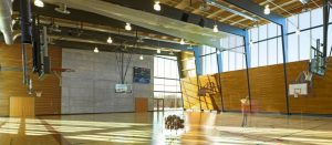 The indoor basketball court of the Newcastle Community Centre - Aquicon Construction..