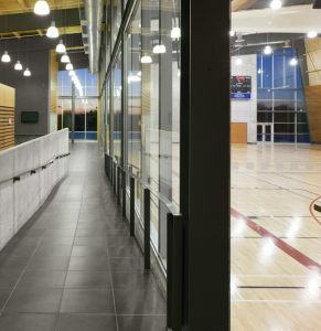 Walkways line the Newcastle Community Centre's recreational areas.