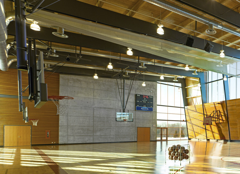 The indoor basketball court of the Newcastle Community Centre.