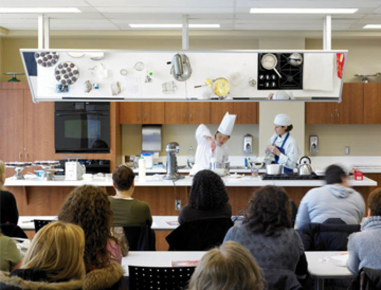 View of a cooking class taking place at the Sherman Campus.