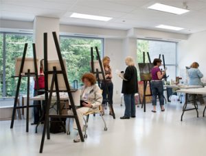 View of a painting class taking place at the Sherman Campus.