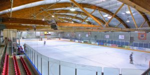The Vic Johnston Community Centre features modern rink space with seating for an audience.