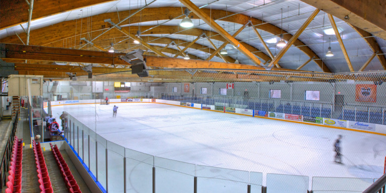 The Vic Johnston Community Centre features modern rink space with seating for an audience.