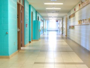 The Whitby Shores Public School features large hallways for its students and staff.