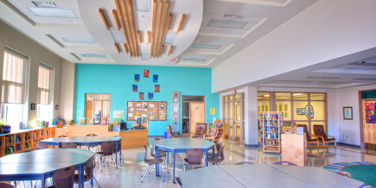 Open classrooms allow for a great learning environment at the Whitby Shores Public School.